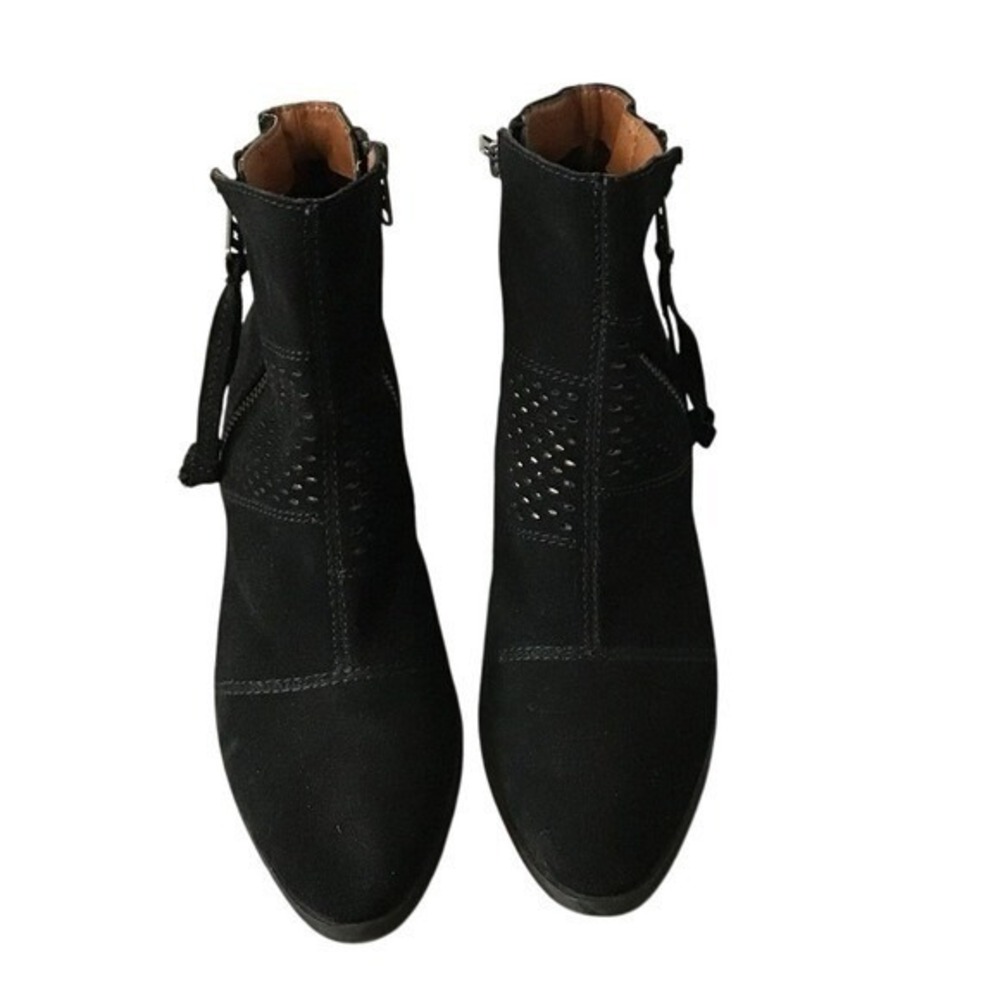 Lucky Brand Ramses Ankle block heel side zip Booties Black Suede Size 9.5M